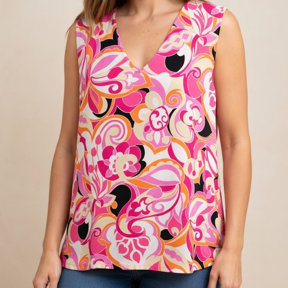 Ninety Pink Floral-Print V-Neck Camisole Bin 12